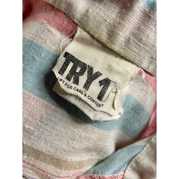 Vintage Try1 Red, White, Blue Striped Snap-Down Top - Picture 6 of 7